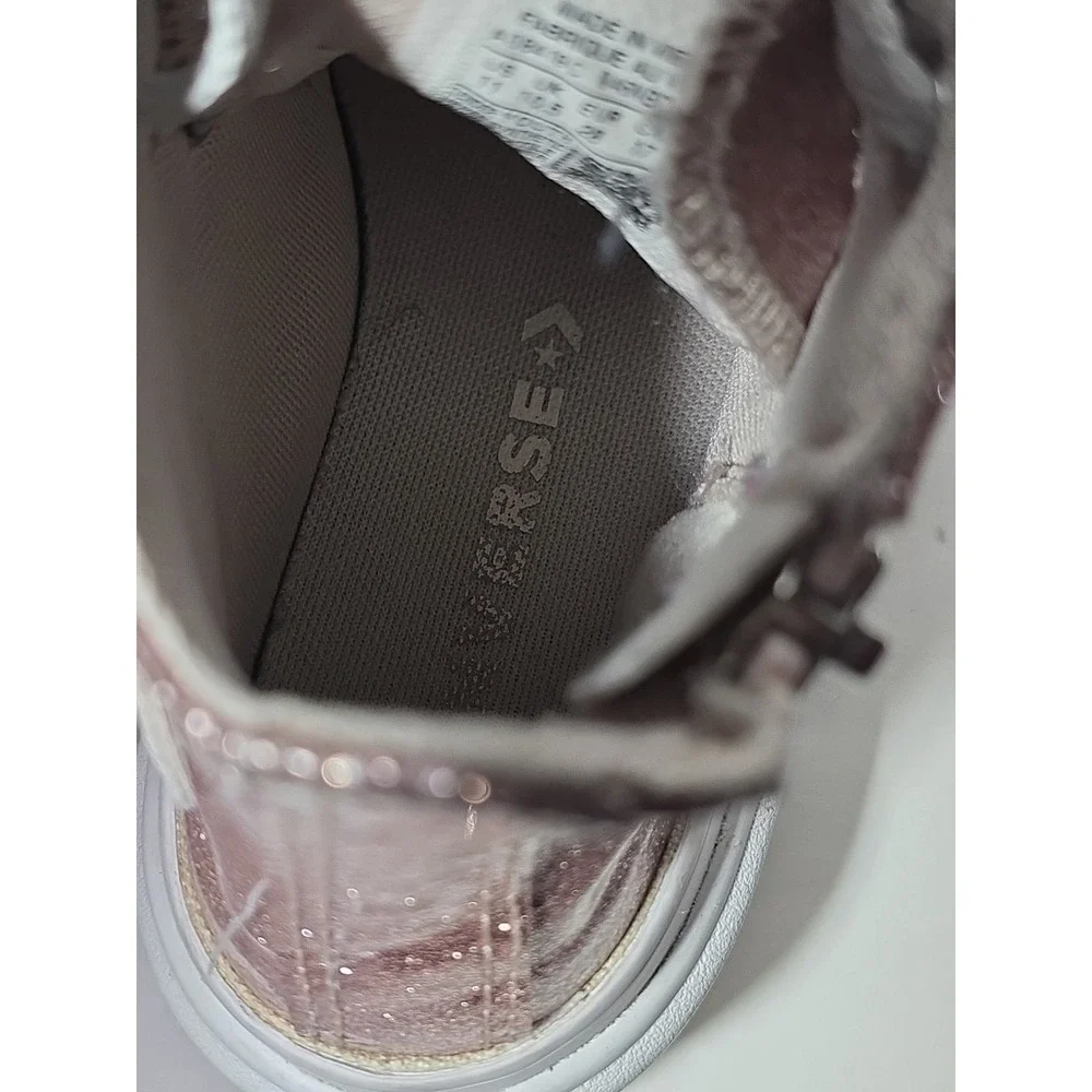 Converse Kids High-Top Glitter Lug sole Sneakers in Rose Gold and White